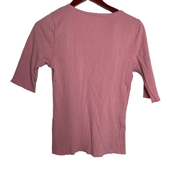 Doen pointelle pink 3/4 sleeve scoop neck pink top sz XL - Picture 3 of 5